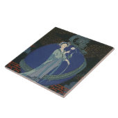 Dame mit einem Drachen (Farbelitho) Fliese (Seite)
