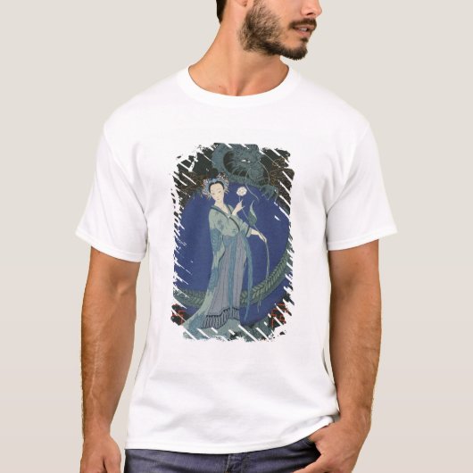 Dame mit einem Drachen (Farbelitho) T-Shirt (Vorderseite)