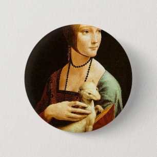 Dame mit einem Ermine durch Leonardo da Vinci C. Button