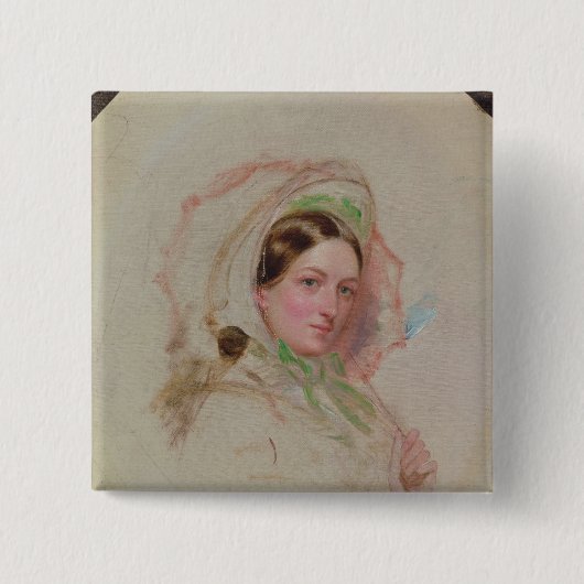 Dame mit einem Sonnenschirm Button (Vorderseite)