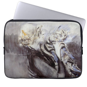 Dame mit einer grauen Katze (von Giovanni Boldini) Laptopschutzhülle