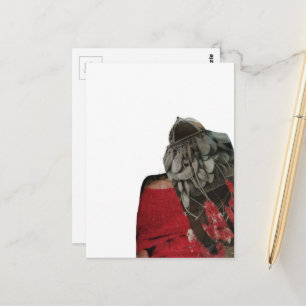Dame mit einer Handtasche als Kopf Surrealer Colla Postkarte