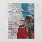 Dame mit einer Handtasche als Kopf Surrealer Colla Postkarte (Vorderseite)