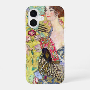 Dame mit Fächer von Gustav Klimt, Vintage Japonism iPhone 16 Hülle