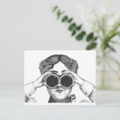 Dame mit Fernglas Postkarte (Stehend Vorderseite)