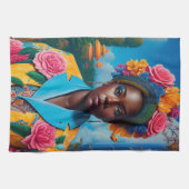 Dame mit floralem Sakko Geschirrtuch (Horizontal)