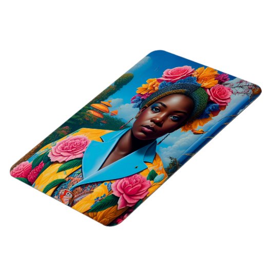 Dame mit floralem Sakko Magnet (Linke Seite)