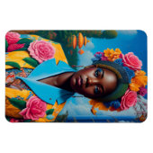 Dame mit floralem Sakko Magnet (Horizontal)