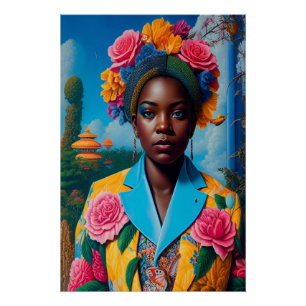 Dame mit floralem Sakko Poster