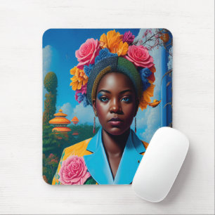 Dame mit floralem Sakto-Jackett Mousepad