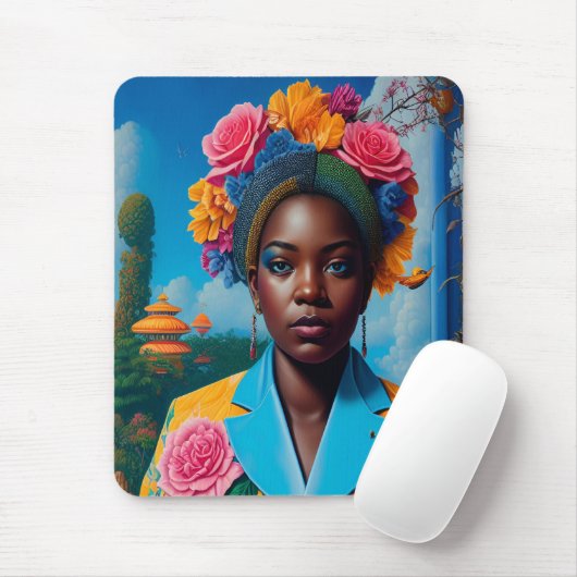Dame mit floralem Sakto-Jackett Mousepad (Mit Mouse)