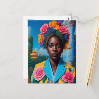 Dame mit floralem Sakto-Jackett Postkarte