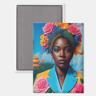 Dame mit floraler Sakojacke Magnet