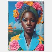 Dame mit floraler Sakojacke Magnet (Vorderseite)