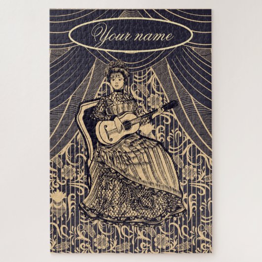 Dame mit Gitarre Puzzle (Vertikal)