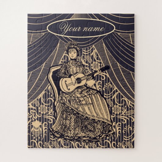 Dame mit Gitarre Puzzle (Vertikal)