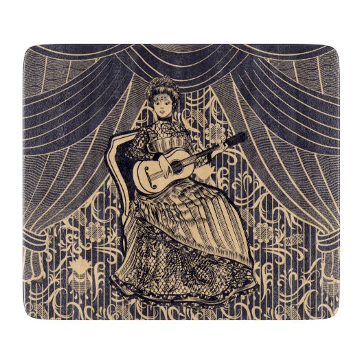 Dame mit Gitarre Schneidebrett (Vorderseite)