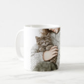 Dame mit grauer Katze Kaffeetasse (Vorderseite Links)