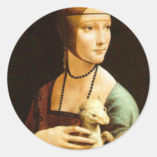 Dame mit Hermelin, Leonardo Da Vinci Runder Aufkleber