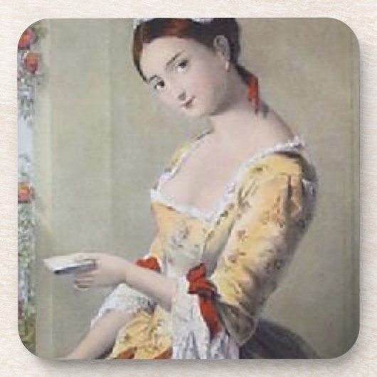Dame mit Karten Untersetzer (Vorderseite)