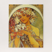 Dame mit Lilien, Jugendstil Puzzle (Vertikal)