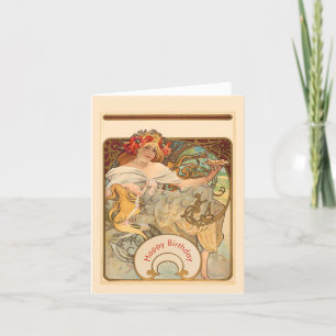 Dame mit Mohn im Haar Feiertagskarte