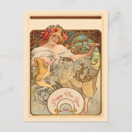 Dame mit Mohn im Haar Postkarte (Vorderseite)