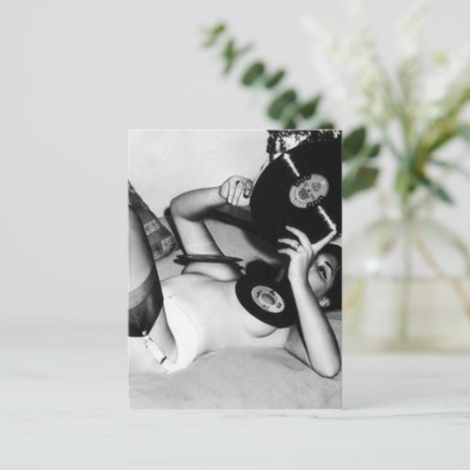 Dame mit Musik Postkarte (Stehend Vorderseite)