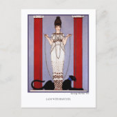 Dame mit Panther George Barbier Mode Postkarte (Vorderseite)