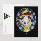 Dame mit Prunkwinden Postkarte (Vorne/Hinten)