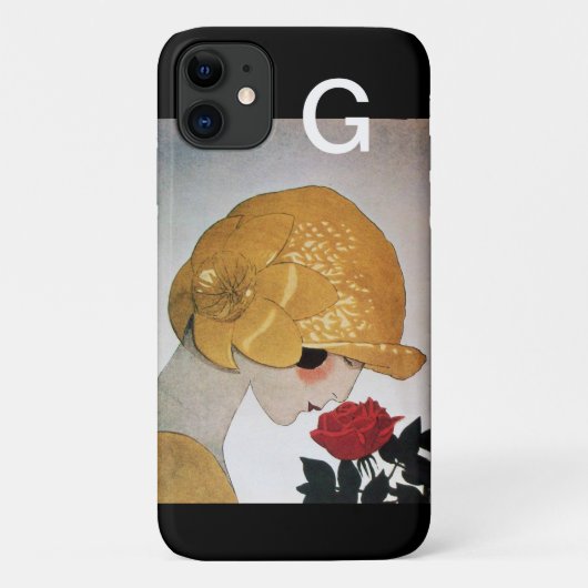 DAME MIT ROTEM ROSENMONOGRAMM Case-Mate iPhone HÜLLE (Rückseite)