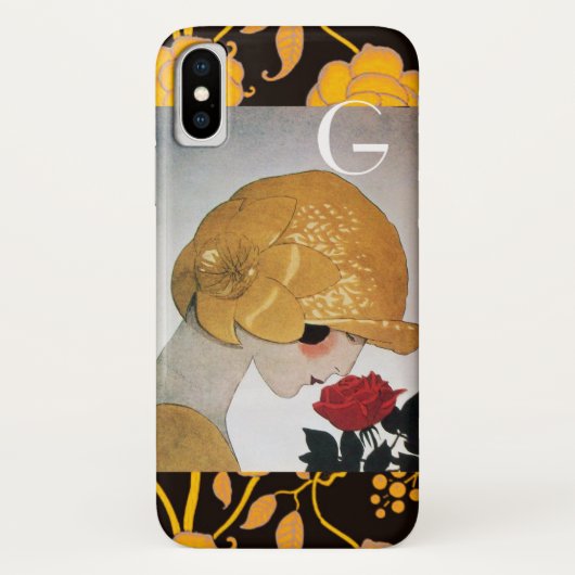 DAME MIT ROTEM ROSENMONOGRAMM Case-Mate iPhone HÜLLE (Rückseite)