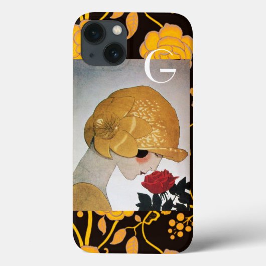 DAME MIT ROTEM ROSENMONOGRAMM Case-Mate iPhone HÜLLE (Rückseite)