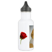 DAME MIT ROTER ROSE EDELSTAHLFLASCHE (Links)