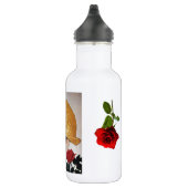 DAME MIT ROTER ROSE EDELSTAHLFLASCHE (Rechts)