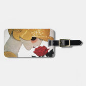 DAME MIT ROTER ROSE GEPÄCKANHÄNGER (Vorderseite horizontal)