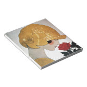 DAME MIT ROTER ROSE NOTIZBLOCK (angewinkelt)