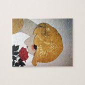 DAME MIT ROTER ROSE PUZZLE (Horizontal)