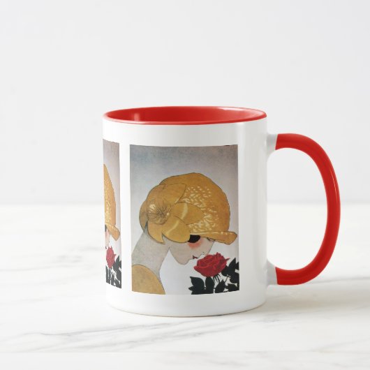 DAME MIT ROTER ROSE TASSE (Rechts)