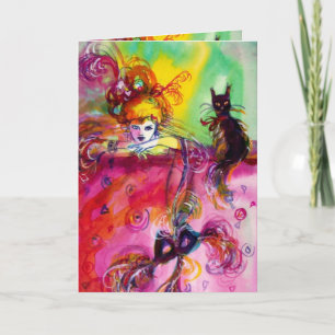 DAME MIT SCHWARZER KATZE KARTE