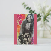 Dame mit zwei Hunden Collage Postkarte (Stehend Vorderseite)