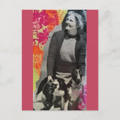 Dame mit zwei Hunden Collage Postkarte (Vorderseite)