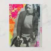 Dame mit zwei Hunden Collage Postkarte (Vorderseite)