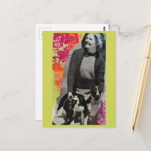 Dame mit zwei Hunden Collage Postkarte