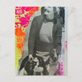 Dame mit zwei Hunden Collage Postkarte (Vorderseite)