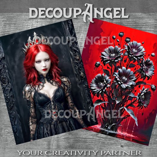 Dame of Darkness - Decoupage - Seidenpapier