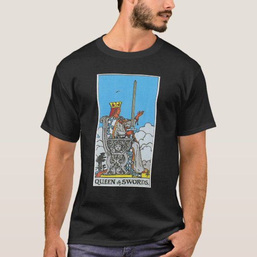 Dame of Schwerter Tarot Card okkultistische Glaube T-Shirt (Vorderseite)