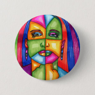 Dame of the Stars Abstrakte Frauenkunst Button