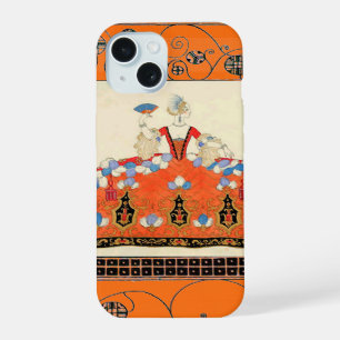 DAME ORANGE SCHWARZE WIRBEL /MODEKOSTÜMDESIGNERIN iPhone 15 HÜLLE