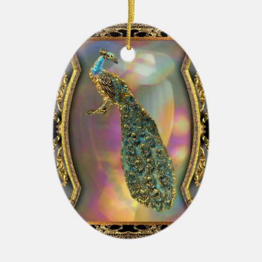 Dame Peacock Keramik Ornament (Vorne)